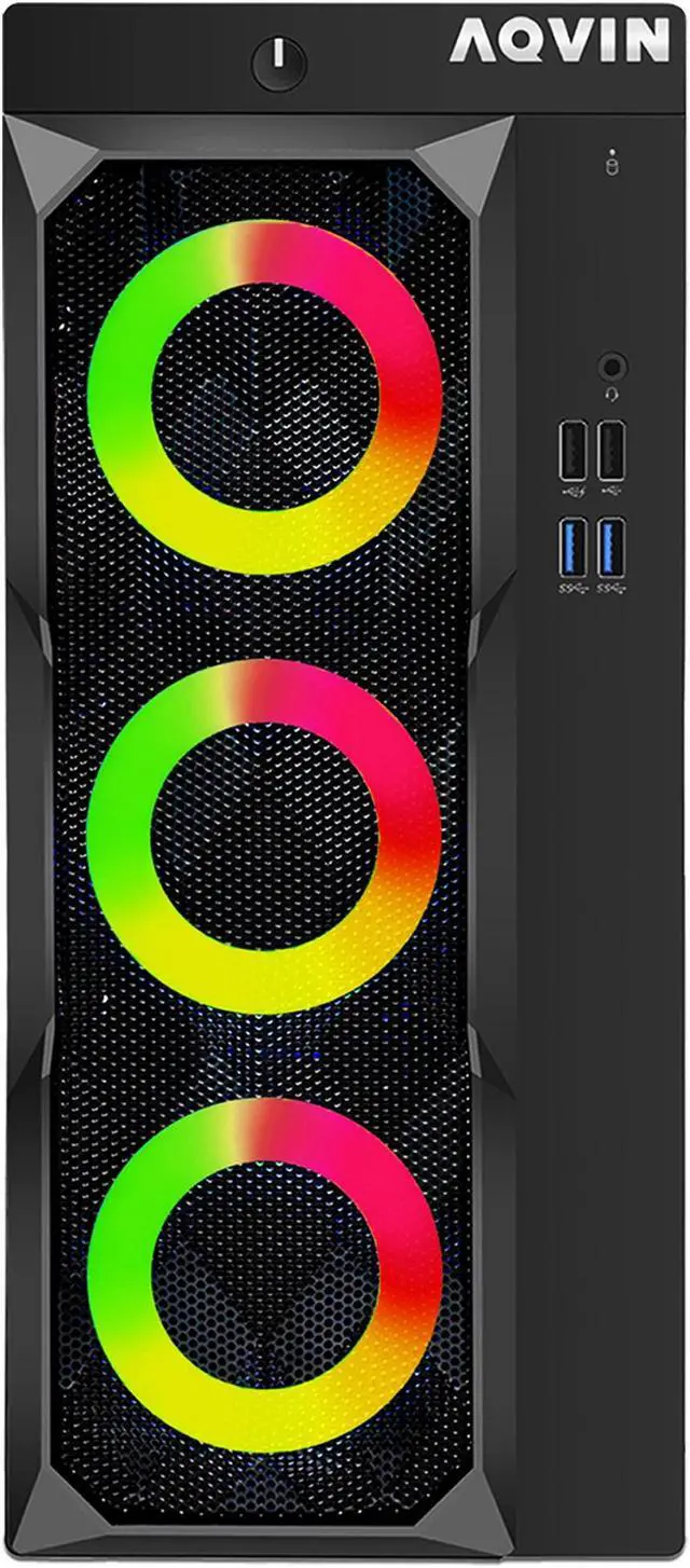 Alt view image 3 of 7 - Gaming PC - AQVIN LuminaRings Desktop Computer/ Intel core I7 Up to 4.20 GHz / GeForce GTX 1630 4GB DDR6 Graphics Card / 1TB SSD/ 32GB DDR4 RAM / 27 Inch Curved Monitor / RGB / WiFi / Windows 10 Pro