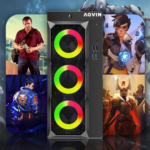 Alt view image 5 of 8 - AQVIN LuminaRings Gaming Desktop PC Windows 10 Pro Tower Computer - Quad Core I7 Processor Up to 4.00GHz | Radeon RX 550 4GB | 32GB DDR4 RAM | 1TB SSD | 24-Inch FHD Monitor | Gaming Keyboard Mouse