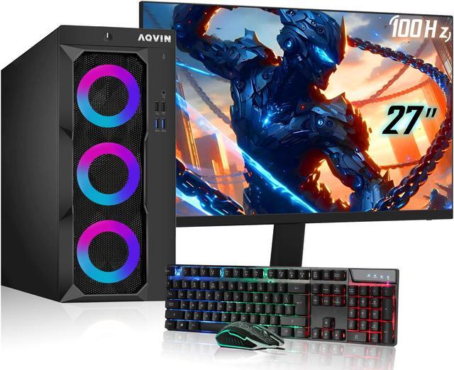 Alt view image 2 of 8 - AQVIN LuminaRings Gaming Desktop PC Windows 10 Pro Tower Computer - Quad Core I7 Processor Up to 4.00GHz | Radeon RX 550 4GB | 32GB DDR4 RAM | 1TB SSD | 24-Inch FHD Monitor | Gaming Keyboard Mouse