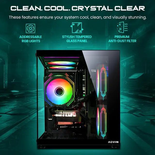 Alt view image 4 of 7 - AQVIN NEON Gaming PC Desktop Tower - Windows 11 Pro - Intel core I7-8700 CPU - GeForce RTX 3050 GPU - 32GB DDR4 RAM - 2TB NVMe SSD