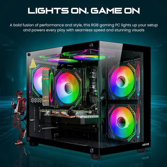 Alt view image 2 of 7 - AQVIN NEON Gaming PC Desktop Tower - Windows 11 Pro - Intel core I7-8700 CPU - GeForce RTX 3050 GPU - 32GB DDR4 RAM - 2TB NVMe SSD