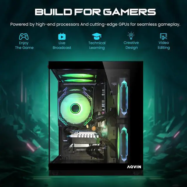 Alt view image 6 of 7 - AQVIN NEON Gaming PC Desktop Tower - Windows 11 Pro - Intel core I7-8700 CPU - GeForce RTX 3050 GPU - 32GB DDR4 RAM - 2TB NVMe SSD