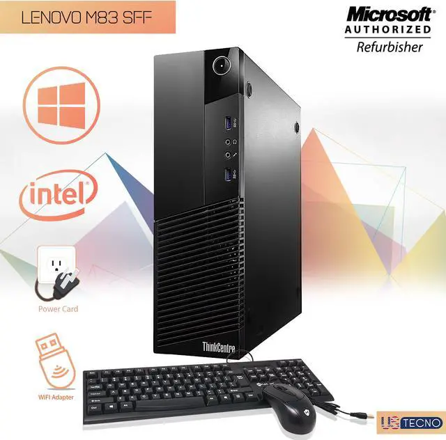 Main image of Grade A- Lenovo ThinkCentre M83 Small Form Factor (SFF) Desktop, Core i5 4th Gen 4570 3.20Ghz (Upto 3.60 Ghz) 8GB Memory 512GB SSD Dual Display Port Windows 10 Pro Free WiFi Adapter