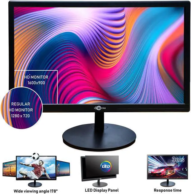 Alt view image 3 of 6 - TECNII 20" Inch Monitor (T2021) LED Backlit LCD Desktop PC | Flat Screen HD+ Resolution | 75Hz - 3ms Response Time | HDMI , VGA | Best for Home & Office Use | Black