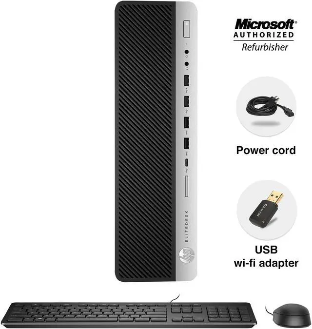 Main image of HP EliteDesk 800 G3 SFF Desktop Computer - Intel Core i7-6700 Processor 3.4 GHz 8GB RAM  256GB SSD Windows 10 Pro,Hajaan Keyboard and Mouse, WiFi