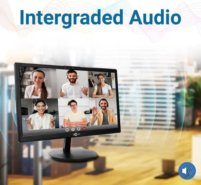 Alt view image 3 of 6 - TECNII 20” Inch Video Conferencing Monitor (2022W) LED Backlit | 
Built-in Web Camera, Microphones, Speakers | HDMI VGA Inputs for Home and
Office | Black