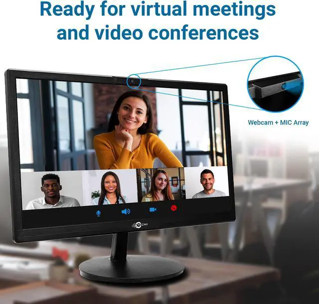 Alt view image 2 of 6 - TECNII 20” Inch Video Conferencing Monitor (2022W) LED Backlit | 
Built-in Web Camera, Microphones, Speakers | HDMI VGA Inputs for Home and
Office | Black