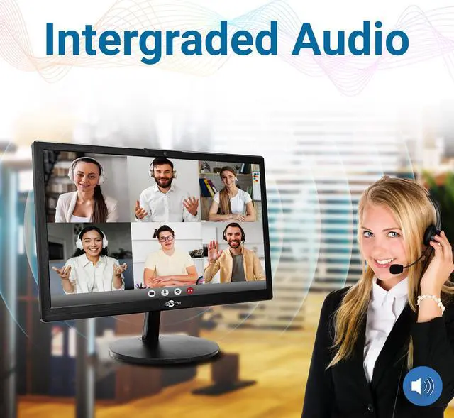 Alt view image 4 of 6 - TECNII 20” Inch Video Conferencing Monitor (2022W) LED Backlit | 
Built-in Web Camera, Microphones, Speakers | HDMI VGA Inputs for Home and
Office | Black