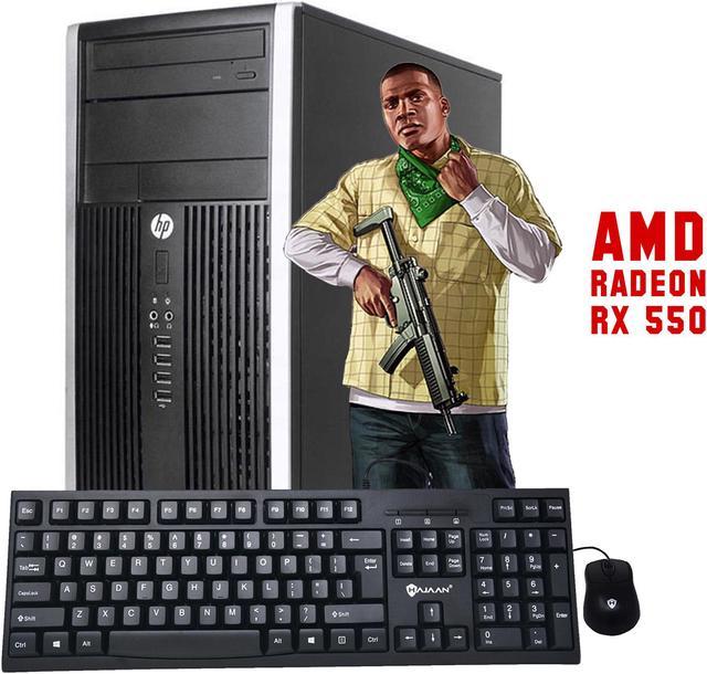 HP Compaq Pro 6300 Tower Computer Intel Core i5 3470 8GB RAM New 256GB SSD  AMD Radeon RX 550 4GB DVD Windows 10 Professional With New Free Keyboard, 