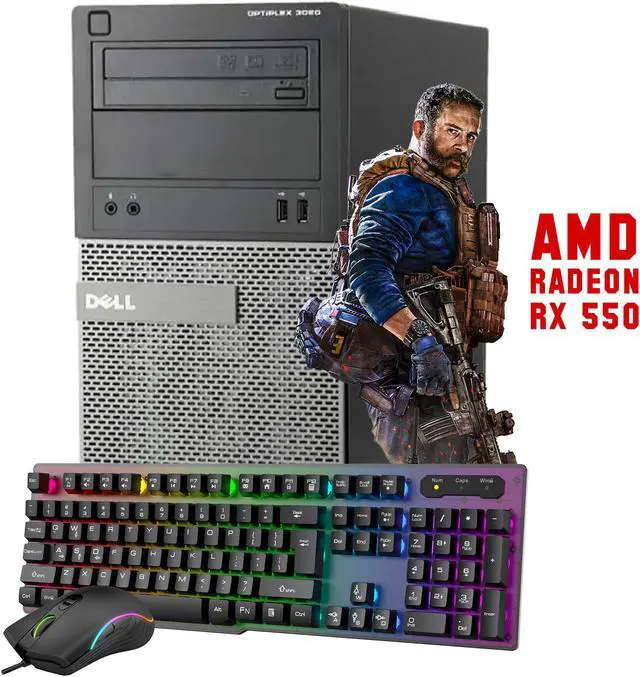 Main image of Dell OptiPlex 3020 Tower Gaming Computer PC Intel Quad Core i7 4th Gen 4770 3.40 GHzz 16 GB RAM 1 TB New SSD AMD Radeon RX 550 4GB Win 10 Pro DVD-RW Wi-Fi With Free Gaming Keyboard and Mouse