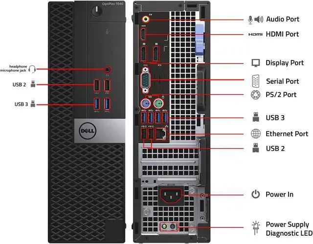 Alt view image 4 of 6 - DELL Desktop Computer 7040-SFF Intel Core i7 Processor (3.40GHz) ,16GB DDR4 - 1TB SSD, DVD, HDMI, Windows 10 Pro 64-bit, Keyboard & Mouse - Black