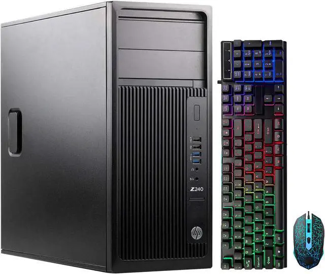 Alt view image 2 of 7 - HP Gaming PC Z240 Mini Tower Workstation Intel Core i7 GeForce RTX 3050 32GB DDR4 RAM 512GB SSD Windows 10 Pro RGB Keyboard Mouse