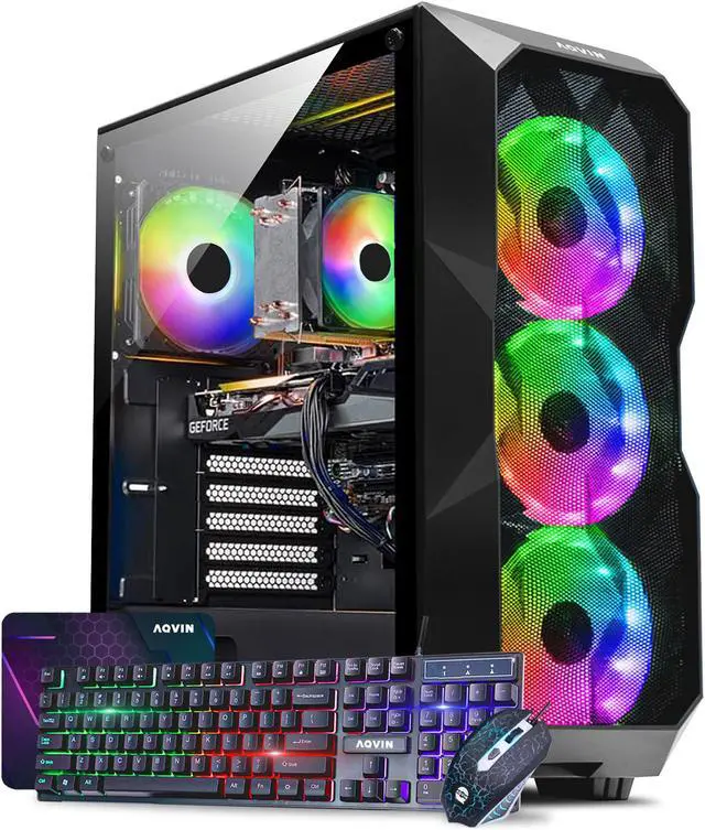 Alt view image 2 of 7 - AQVIN AQB70 Gaming Tower PC - intel i7 Core processor Upto 4.60GHz, 32GB RAM 1TB NVMe SSD, GeForce GTX 1660 6GB GPU, RGB Fans, WiFi, Windows 11 Pro - Black GeForce GTX 1660 SUPER