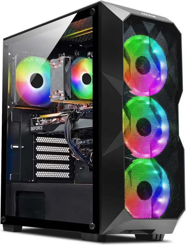 Main image of AQVIN AQB70 Gaming Tower PC - intel i7 Core processor Upto 4.60GHz, 32GB RAM 1TB NVMe SSD, GeForce GTX 1660 6GB GPU, RGB Fans, WiFi, Windows 11 Pro - Black GeForce GTX 1660 SUPER