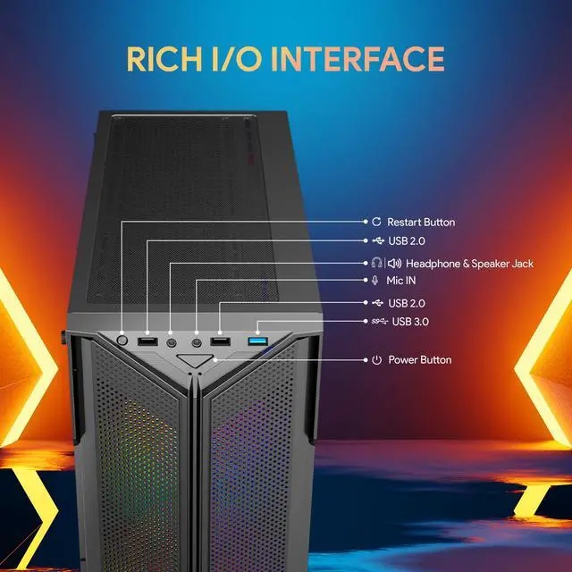 Alt view image 3 of 7 - AQVIN AQ20 Gaming PC TOWER Computer - Intel i7 Processor Upto 4.60GHz, GeForce GTX 1660 6GB SUPER GPU, 32GB RAM 1TB NVMe SSD, RGB Fans, WiFi, Windows 11 Pro - Black GeForce GTX 1660 SUPER