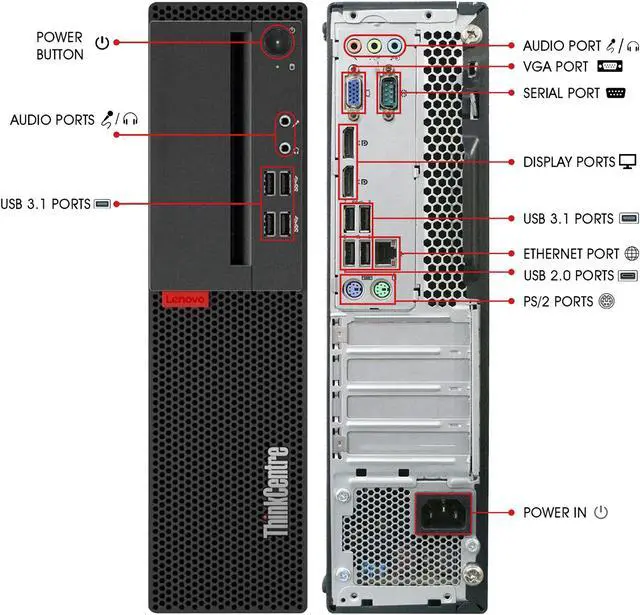 Alt view image 3 of 7 - Lenovo ThinkCentre SFF Business Desktop PC - Intel Core i7-6700 Processor Up to 4.00 | 32GB DDR4 RAM | 512 GB SSD | Bluetooth WIFI | Windows 10 Pro, Wireless Keyboard/Mouse included - Black