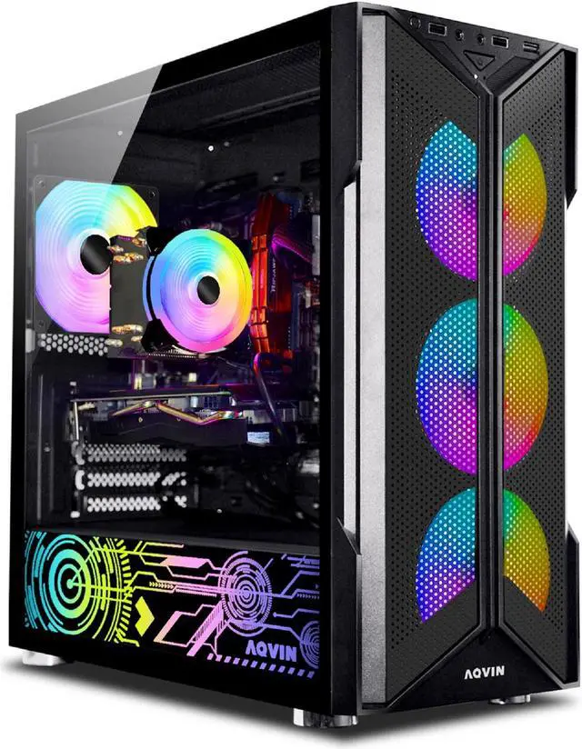 Main image of AQVIN-Q20 Tower Gaming PC - RGB (Intel Core i3 - 32GB RAM - 1TB SSD - GeForce RTX 3060 12GB- Windows 11 Pro) Gaming Keyboard and Mouse - WiFi - High - Performance Desktop Computer