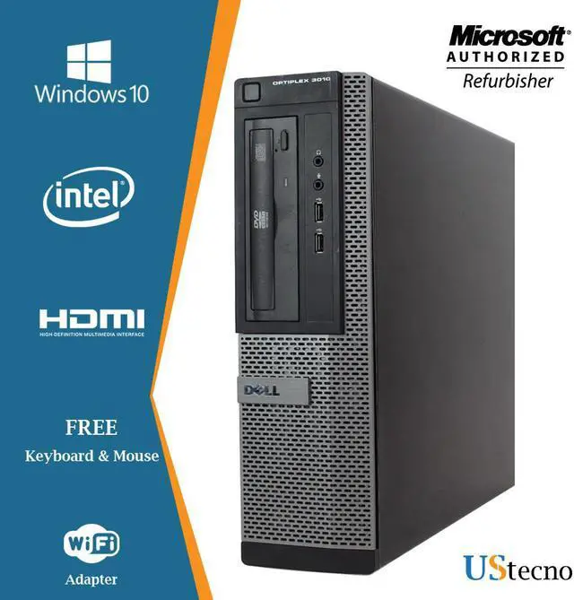 Main image of Dell Optiplex 3010 Desktop Computer Intel Core i5 3470 8GB 1TB HDD DVD Windows 10 Home New Free Keyboard, Mouse,Power cord,WiFi Adapter