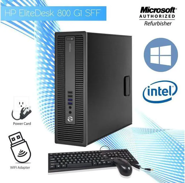 Alt view image 7 of 10 - HP EliteDesk 800 G1 SFF/ Computer Intel Core i5 4th Gen 4570 /3.20 Ghz (Upto 3.60 Ghz) /16GB New 128GB SSD/  Win 10 Pro / New Wired KB, Mouse,Power cord,WiFi Adapter