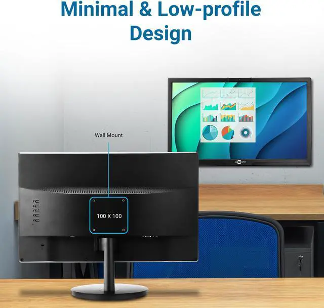 Alt view image 3 of 5 - Video Conferencing Webcam Monitor TECNII 20  Inch(2022W) LED Backlit, Built-in Web Camera, Microphones, Speakers, HDMI VGA Inputs for Home and Office| Black