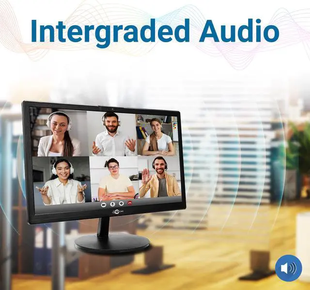 Alt view image 5 of 5 - Video Conferencing Webcam Monitor TECNII 20  Inch(2022W) LED Backlit, Built-in Web Camera, Microphones, Speakers, HDMI VGA Inputs for Home and Office| Black