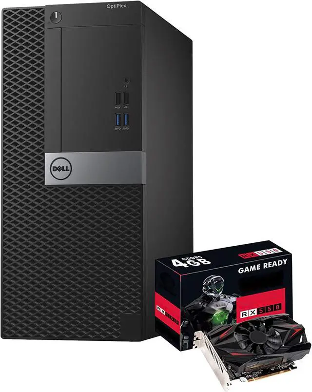Main image of DELL OptiPlex Gaming PC Desktop Tower Computer Intel Core i7 upto 4.00 GHz Processor 16GB DDR3L RAM 512GB SSD AMD Radeon RX 550 DDR5 4GB Graphics, Windows 10 Pro, WiFi, Gaming Keyboard & Mouse, HDMI