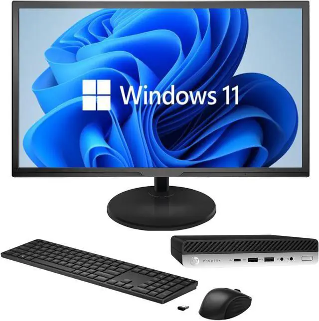 Main image of HP ProDesk 600 G4 Tiny Desktop Computer PC, Windows 11 Pro, Intel Core i5-8500T 8th Gen Processor, 2TB SSD, 16GB DDR4 RAM - New 22 inch Monitor