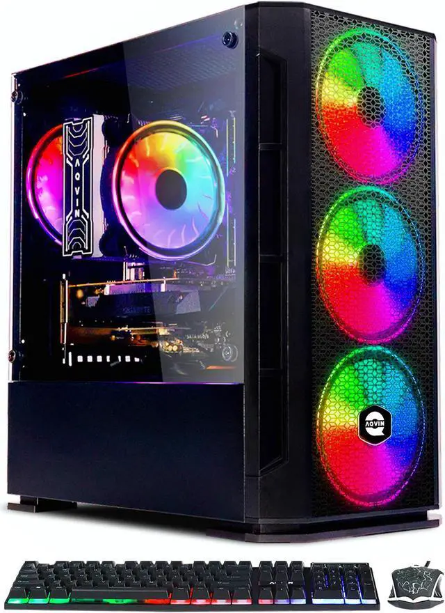 Alt view image 3 of 7 - AQVIN - AQ10 - Gaming PC Desktop - Intel Core I7 ,Geforce GTX 1050Ti 4GB , 1TB SSD , 32GB DDR4 RAM ,27 -Inch Curved Gaming Monitor, Windows 10 Pro