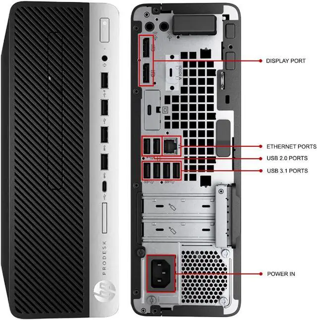 Alt view image 4 of 5 - Desktop PC HP ProDesk 600 G5 SFF High-Performance Computer - Windows 11 Pro - Intel Hexa-Core i5 9th Gen - 16GB DDR4 RAM - 2TB NVMe SSD - 24-inch FHD Monitor - Wireless Keyboard & Mouse - Black/Silver