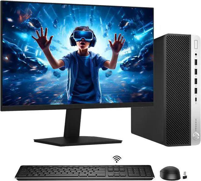 Main image of HP Computer Combo ProDesk 600 G5 SFF Windows 11 Pro Desktop PC |  24 inch Monitor | Intel Hexa-Core i5 9th Gen | 16GB DDR4 RAM | 512GB NVMe SSD | WIFI | DP to HDMI Adapter | Bluetooth - Black/Silver