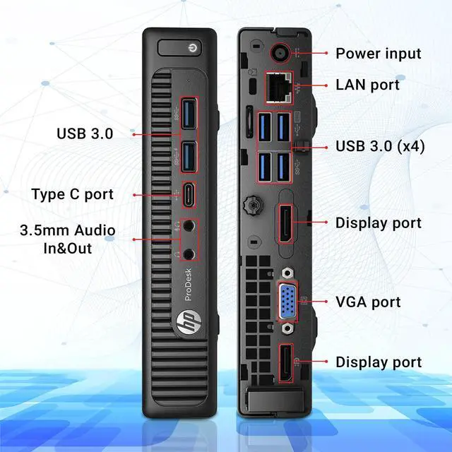 Alt view image 3 of 7 - HP ProDesk 600 G2 Mini High-Performance Windows 10 Pro Desktop Computer Tiny PC Intel Core i5 6500T CPU |16GB DDR4 RAM | 256GB M.2 NVMe SSD | WIFI Bluetooth | Wireless Keyboard and Mouse - Black