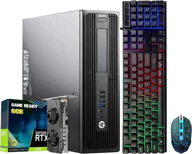 Alt view image 2 of 9 - HP Workstation Z240 SFF Gaming PC/ NVIDIA Graphics RTX 3050 6GB/ Intel Core i7 4.00 GHz CPU/ 1TB SSD/ 16GB DDR4 RAM/ Windows 10 Pro/ Desktop Computer/ Gaming Keyboard and Mouse/ WIFI - Black