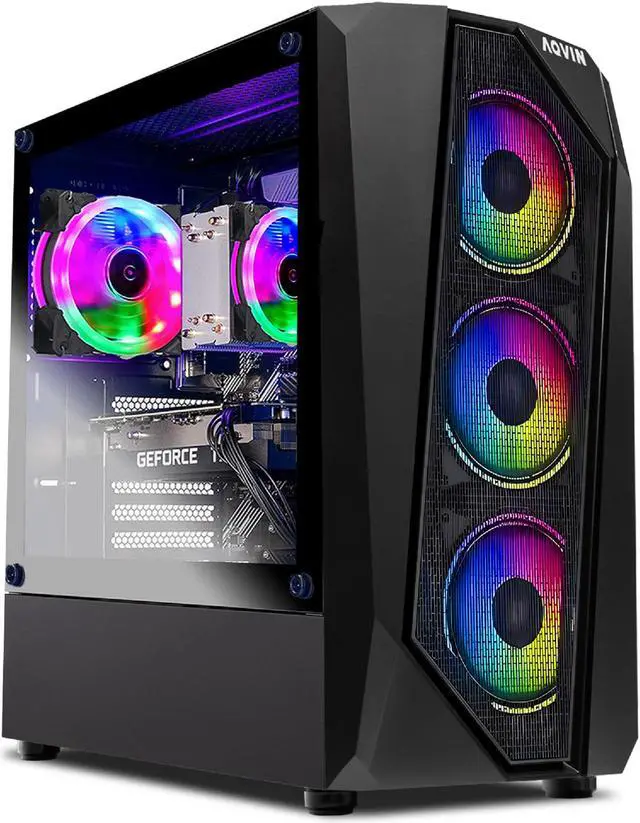 Alt view image 6 of 7 - AQVIN AQ30 Series High-Performance Gaming PC  - Intel Core i7 Processor - 32GB RAM DDR4 - 1TB SSD Storage - NVIDIA Graphics Card RTX 4060 8GB - Windows 10 Pro - Customize RGB Fan Lighting Effect