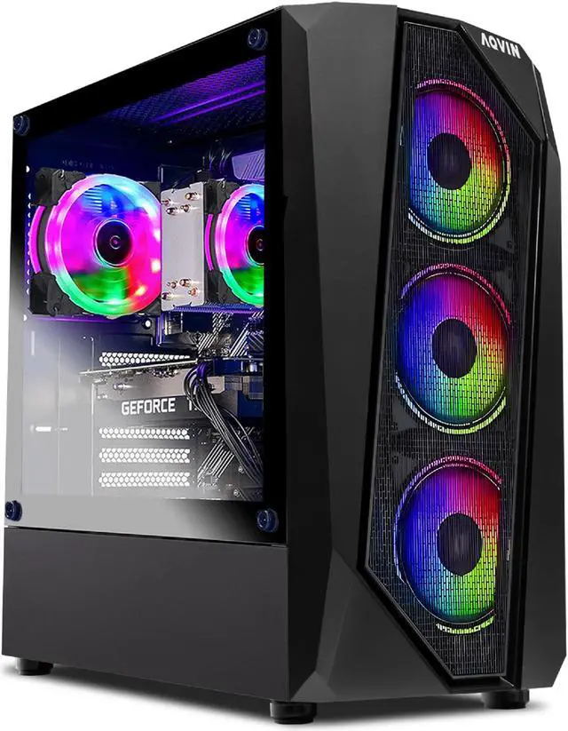 Main image of AQVIN AQ30 High-Performance Gaming Desktop Computer PC, NVIDIA GeForce GTX 1650 4GB GPU, Intel Core i7 CPU, 2TB SSD, 32GB DDR4 RAM, Windows 10 Pro, RGB Gaming Keyboard Mouse Combo