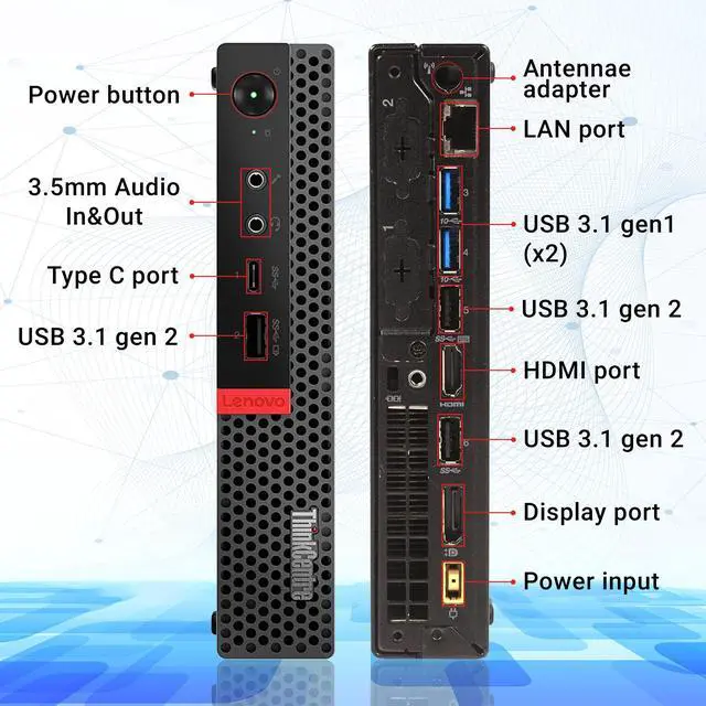 Alt view image 2 of 7 - Lenovo ThinkCentre M920q Mini Windows 11 Pro High-Performance Desktop Computer Tiny PC | Intel i5-8400T Hexa-Core Processor | 32GB DDR4 RAM | 1TB NVMe SSD | Wireless Keyboard Mouse | HDMI - Black