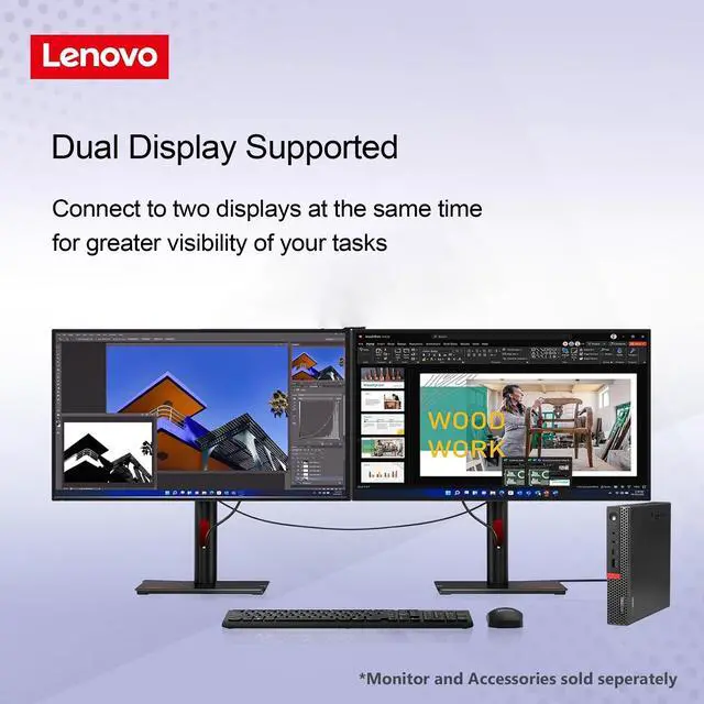 Alt view image 5 of 7 - Lenovo ThinkCentre M920q Mini Windows 11 Pro High-Performance Desktop Computer Tiny PC | Intel i5-8400T Hexa-Core Processor | 32GB DDR4 RAM | 1TB NVMe SSD | Wireless Keyboard Mouse | HDMI - Black