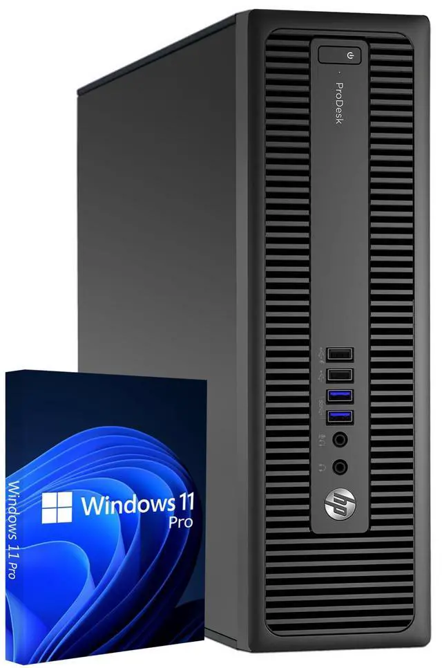 Main image of HP ProDesk 600 G2 SFF Windows 11 Pro Desktop Computer - Intel Pentium G4400 CPU | 16GB RAM | 256GB NVMe SSD | Wireless keyboard and mouse