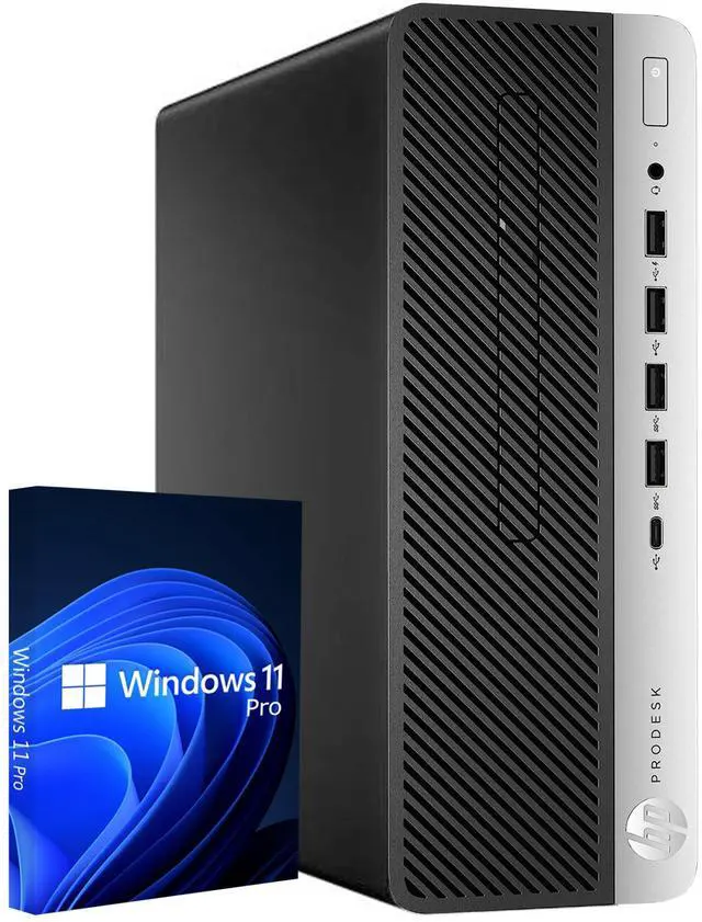 Main image of HP ProDesk 600 G3 SFF Windows 11 Pro Desktop Computer - Intel Pentium G4560 CPU | 16GB RAM | 256GB NVMe SSD | Wireless keyboard and mouse