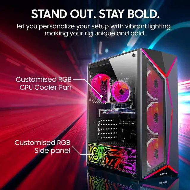 Alt view image 3 of 7 - AQVIN AQ80 Gaming PC - Windows 11 Pro Desktop Tower Computer | NVIDIA GeForce RTX 4060 8GB Card | Intel Hexa-Core i7 Up to 4.60 GHz | 32GB DDR4 RAM | 1TB NVMe SSD | Built-in WiFi - 1 Year Warranty