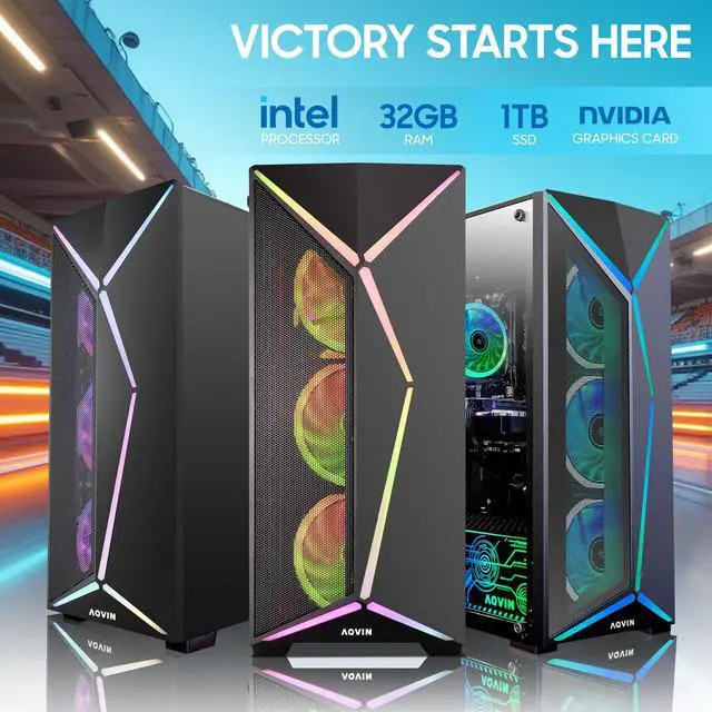 Alt view image 6 of 7 - AQVIN AQ80 Gaming PC - Windows 11 Pro Desktop Tower Computer | NVIDIA GeForce RTX 4060 8GB Card | Intel Hexa-Core i7 Up to 4.60 GHz | 32GB DDR4 RAM | 1TB NVMe SSD | Built-in WiFi - 1 Year Warranty