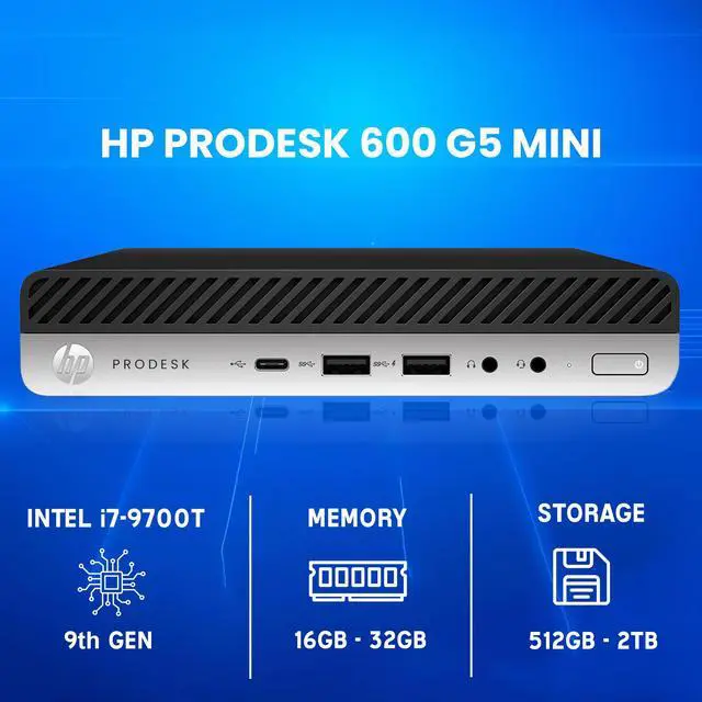 Alt view image 3 of 7 - HP ProDesk 600 G5 Mini Desktop Tiny Computer - Windows 11 Pro - Hexa Core I5-9500T 9th gen CPU - 32GB DDR4 RAM - 1TB NVMe SSD