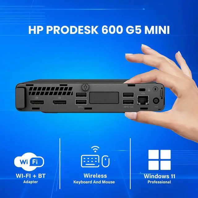 Alt view image 4 of 7 - HP ProDesk 600 G5 Mini Desktop Tiny Computer - Windows 11 Pro - Hexa Core I5-9500T 9th gen CPU - 32GB DDR4 RAM - 1TB NVMe SSD