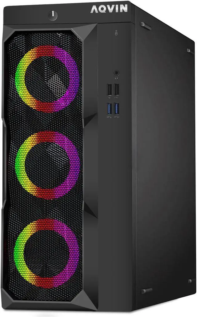 Alt view image 3 of 6 - Gaming PC - AQVIN LuminaRings Desktop Computer / Intel core I7 Up to 4.00 GHz / GeForce GTX 1630 4GB Graphics Card / 1TB Fast Boot SSD / 32GB RAM / RGB Lights / WiFi / Windows 10 Pro