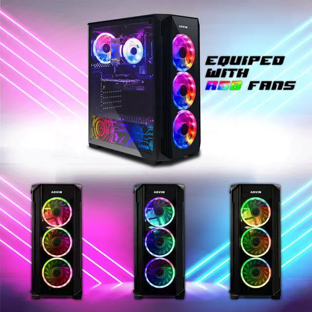 Alt view image 5 of 7 - AQVIN Gaming Desktop Computer Tower PC with GeForce RTX 3060 12GB | Intel Core i3 Processor 3.6Ghz | 1TB SSD Storage 32GB DDR4 RAM | HDMI | Wi-Fi Ready | RGB Fans | Windows 11 Pro - Black