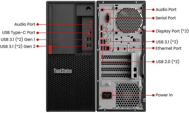 Alt view image 3 of 7 - Lenovo ThinkCentre P330 Desktop Tower PC Windows 11 Pro High-Performance Computer - Intel Core I5 8th Gen CPU Up to 4.10 GHz | 16GB RAM | 1TB SSD |  AMD FirePro W5100 4GB Graphics card | WIFI - Black