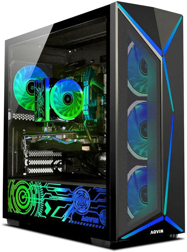 Main image of AQVIN AQ80 Gaming Tower PC - Intel Hexa-Core i7 Up to 4.60 GHz | NVIDIA GeForce GTX 1050Ti 4GB GPU | 32GB DDR4 RAM | 2TB NVMe SSD | Windows 11 Pro Desktop Computer | Built-in WIFI - 1 year Warranty