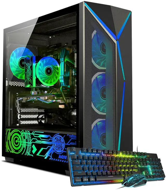 Main image of AQVIN AQ80 Gaming PC - Intel Hexa-Core i7 Up to 4.60 GHz | GeForce GTX 1660 Super 6GB GPU | 32GB DDR4 RAM | 1TB NVMe SSD | Windows 11 Pro Desktop Tower Computer | Gaming keyboard & Mouse - Black