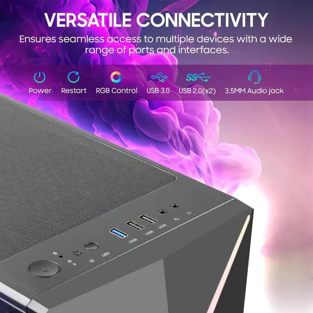 Alt view image 3 of 7 - AQVIN AQ80 Gaming PC - Intel Hexa-Core i7 Up to 4.60 GHz | NVIDIA GeForce RTX 5060 8GB GPU Card | 32GB DDR4 RAM | 1TB NVMe SSD | Windows 11 Pro Desktop Computer | Built-in WIFI - 1 year Warranty
