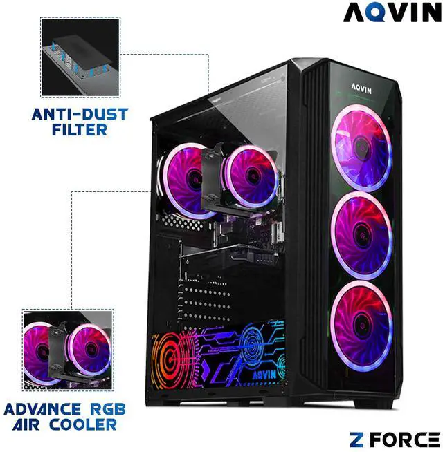 Alt view image 3 of 7 - AQVIN ZForce Gaming Tower PC - Intel Hexa-Core i7 Up to 4.60 GHz | NVIDIA GeForce RTX 5060 8GB GPU| 32GB DDR4 RAM | 1TB NVMe SSD | Windows 11 Pro Desktop Computer | Built-in WIFI - 1 year Warranty