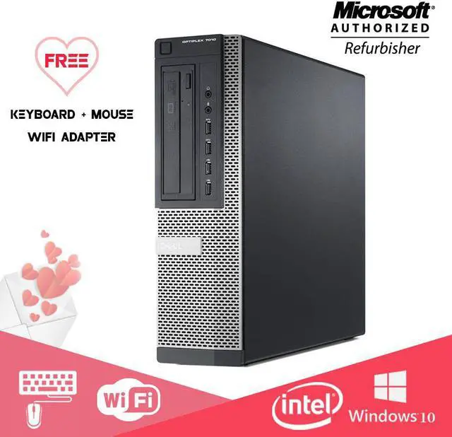 Main image of Dell Optiplex 7010 Desktop Computer Intel Core i5 3470 8GB 500GB HDD DVD Windows 10 Home New Keyboard, Mouse,Power cord,WiFi Adapter